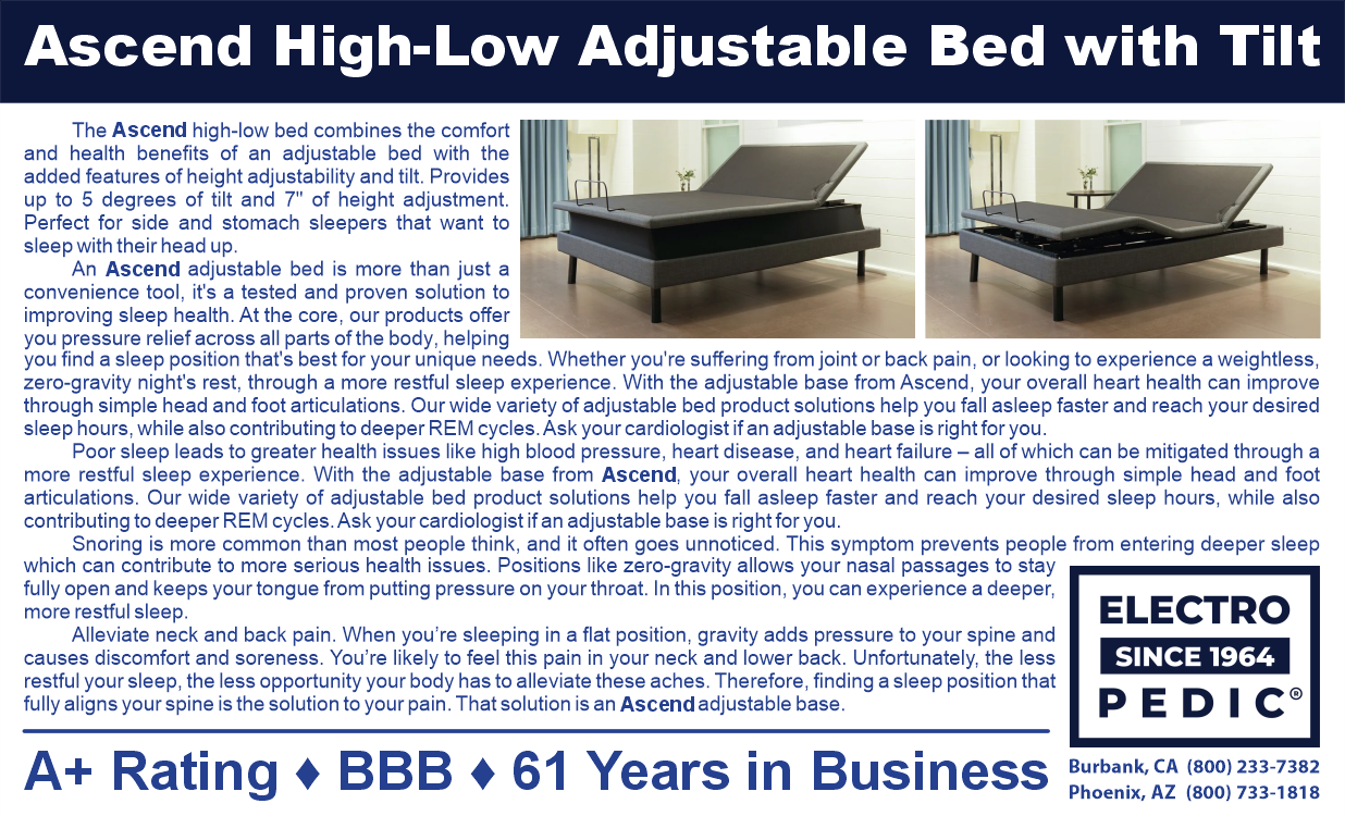 Los Angeles Ascend High-Low adjustable bed with tilt