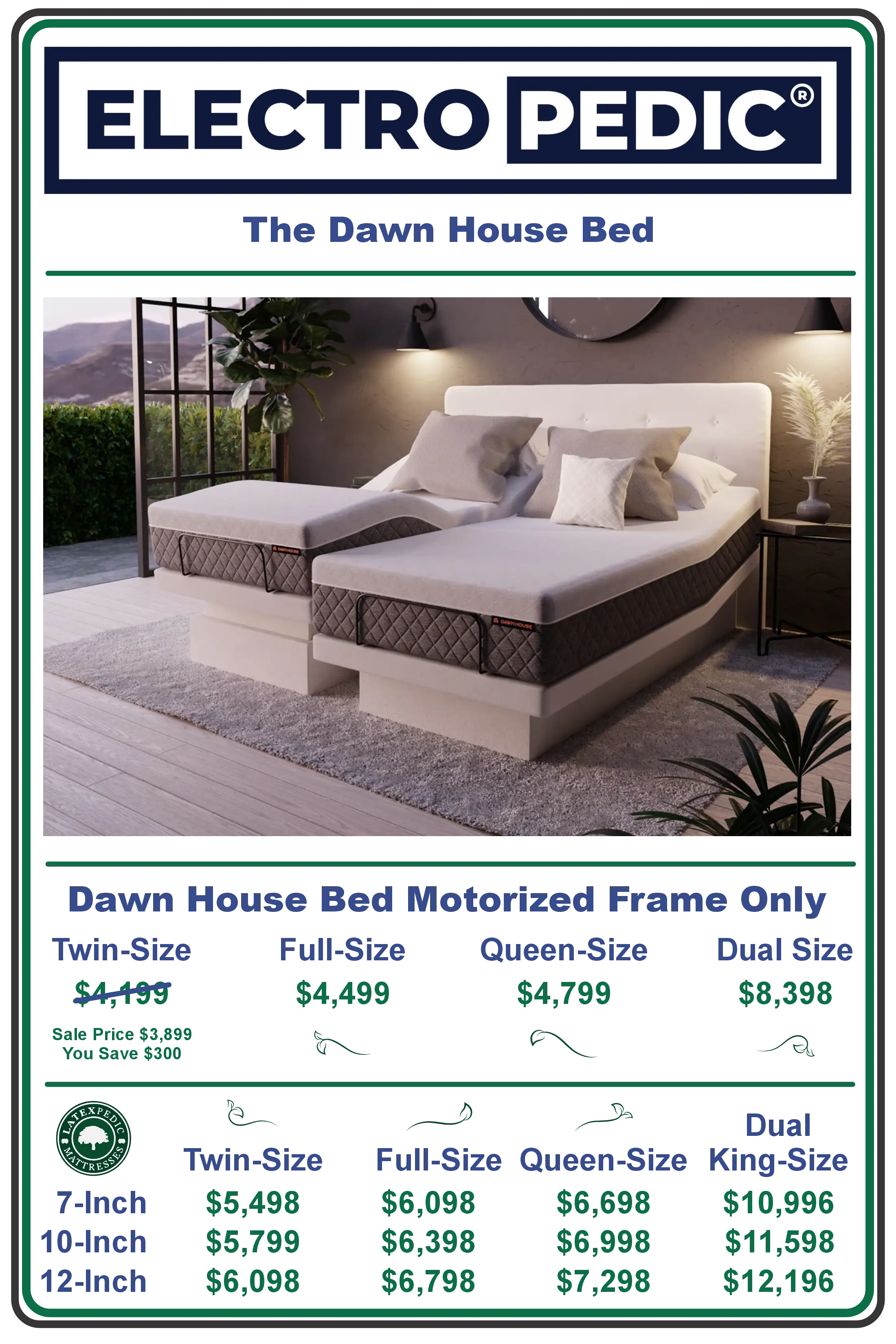 Los Angeles Dawn House Bed, natural organic latex mattress prices